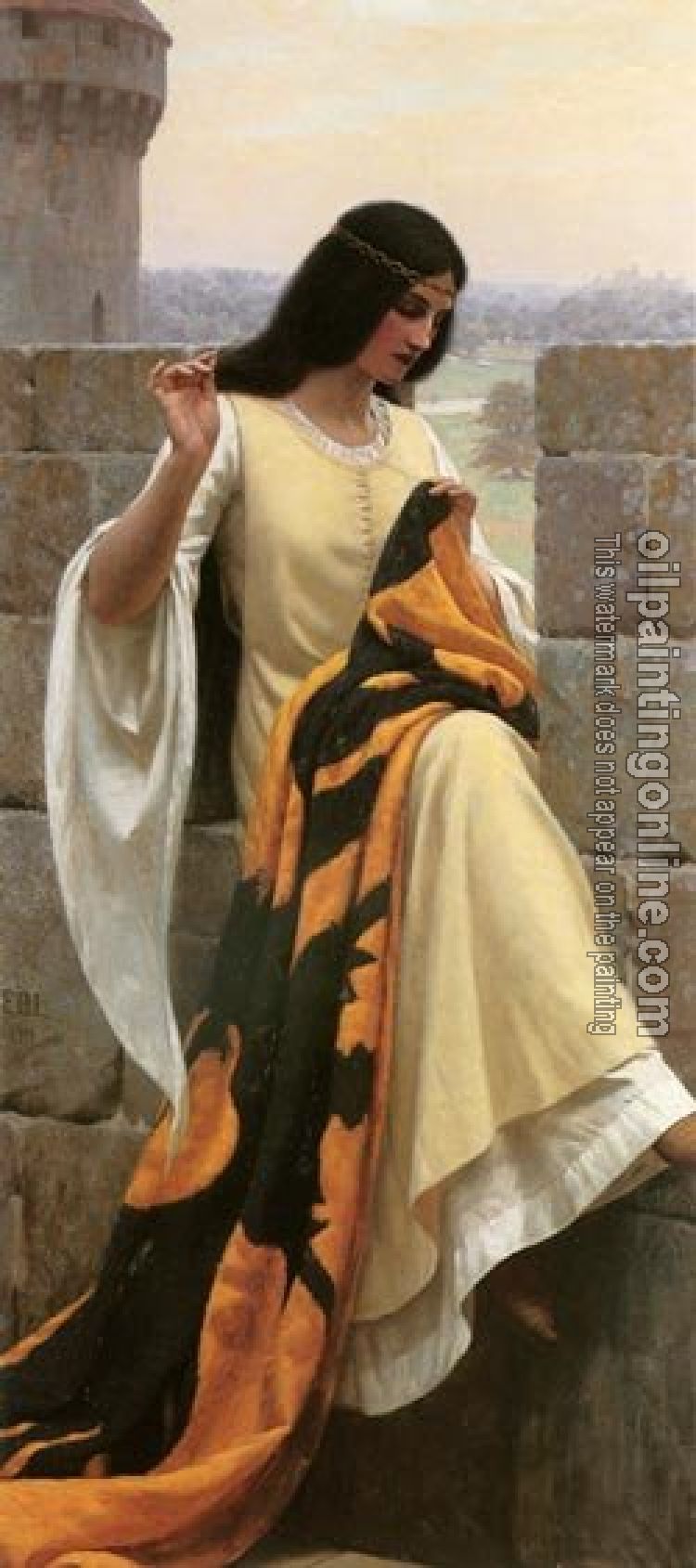 Edmund Blair Leighton - Stitching the Standard